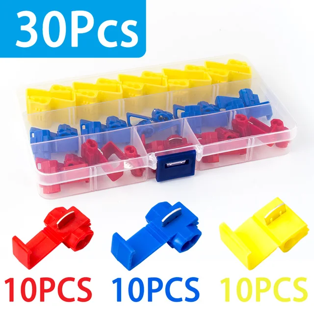 30/80/135PCS Boxed Quick Connect Clip Wire and Cable Crimp Separator Wire Connector Terminal Lip Clamp Soft Distributor 30PCS (BOX)
