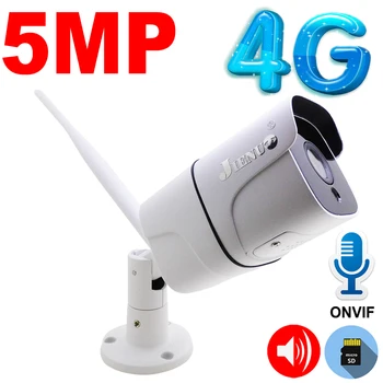 

3G 4G 5MP Nano SIM Card IP Camera Wireless WIFI Outdoor Security Bullet Camera CCTV Metal P2P Onvif Two Way Audio JIENUO