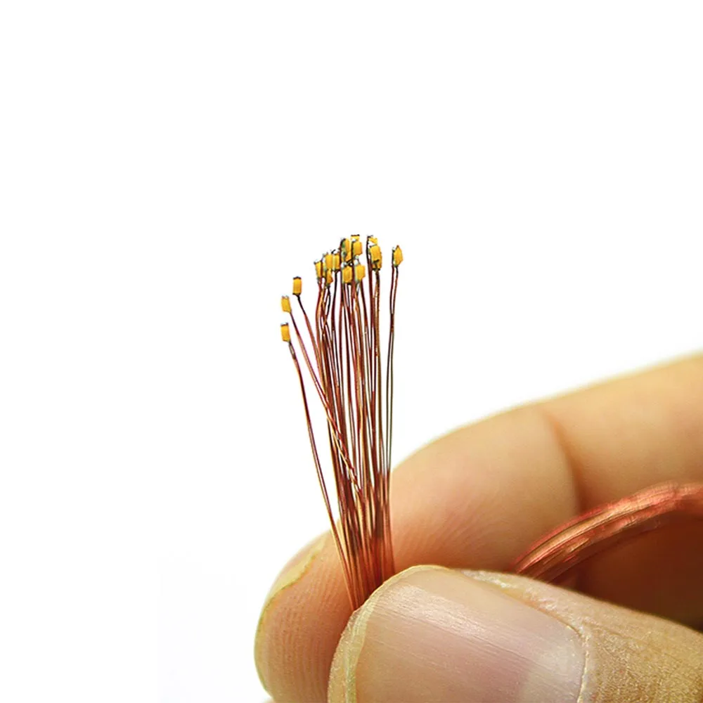 0.1mm Wired Chip Led SMD 0201/0402 3V Led Lamp Models Train Pre-soldered Micro Litz
