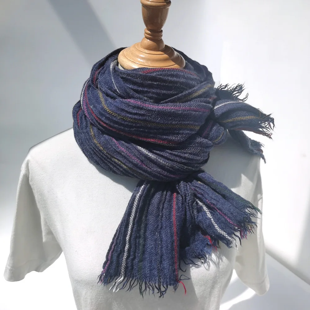 Warm Winter Men's Wool Scarf Fashion Brand Striped Tassel Scarves For Men Long Soft Pashmina Foulard Male Accessories Shawl