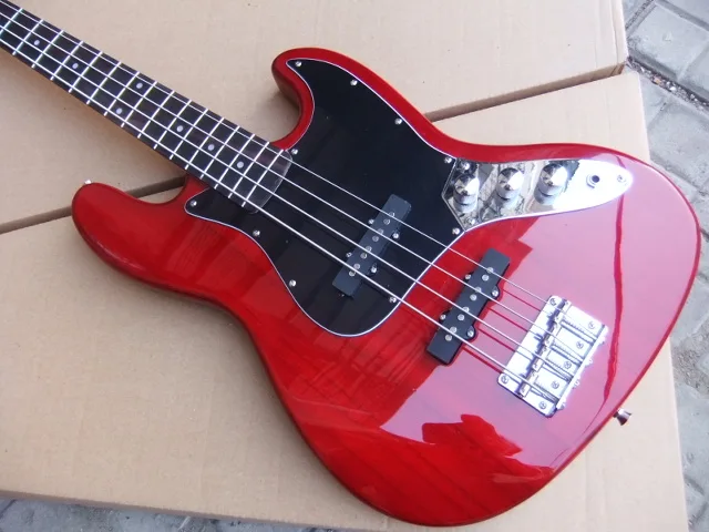 Новая 4 струнная электрическая бас гитара Jazzbass модель в красном 110122