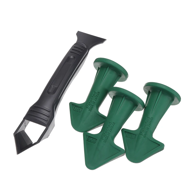 4pcs Reusable Caulk Nozzles Scraper Set Plastic Sealing Caulking Sealant Tools Kit Rubber Trowel Nozzle For Hand Floor Finishing