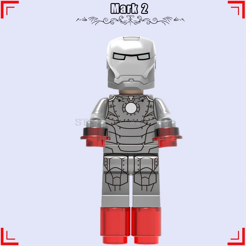 Блоки Железный человек Набор Марка 1 2 6 8 9 блок игрушки танос Халк Железный человек Тор Капитан Америка Marvel Мстители эндигра фигурки в блоках - Цвет: Mark 2