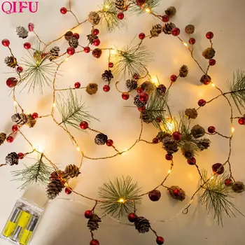 

QIFU 2m Merry Christmas Pine Cones Led Lights Decorations Christmas Tree Ornaments 2020 Natal Navidad Noel Happy New Year Gifts