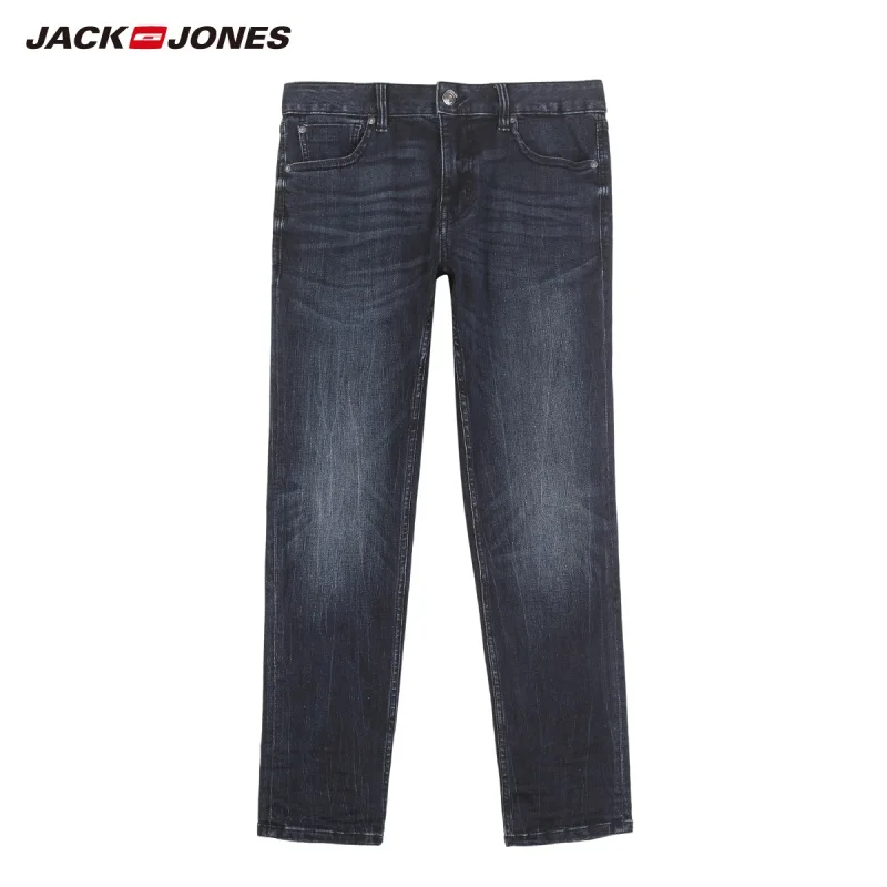 JackJones мужские осенние и зимние Стрейчевые хлопковые прямые джинсы, мужская одежда 219132566 - Цвет: DENIM BLUE