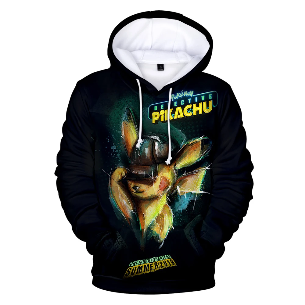 New Pokemon Detective Pikachu 3D Hoodies Men/women Fashion yellow children Warm Harajkuku 3D Print pikachu boys/girls Kids Hoody