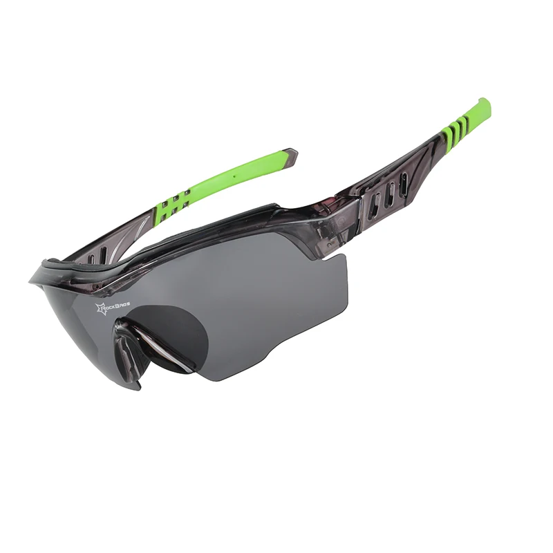 Black Green Style 2 ROCKBROS Поляризованные велосипедные солнцезащитные очки UV400 Профессиональный велосипед езда 3 линзы очки с рамкой для близоруких линз - Цвет: Black Green Style 2