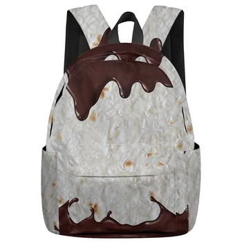 

Food Pancakes Chocolate Sauce New Fashion Backpack Casual Travel Simple Backpack Men and Women Backpack
