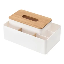 

Simple Tissue Box Home Multi-function Storage Living Room Coffee Table Bamboo Wooden Napkins Plastic Holder Case Desktop