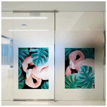 

Flamingo Leaf Decorative Film Privacy Window Film No Glue Anti-UV Removable Self-adhesive Window Privacy Vinyl Glass Sticker