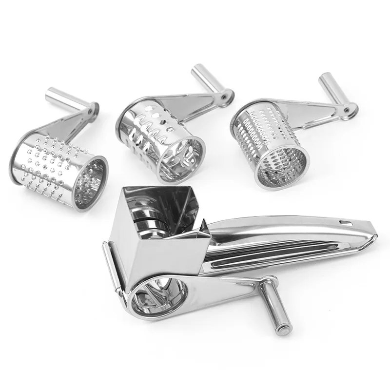304 Stainless Steel Cheese Grater with 3 cutters Household Kitchen Hand Rotation Creative for cheese nut baking tools — view 4