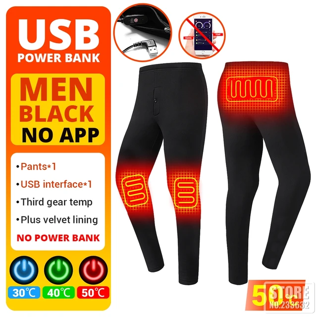 Winter Heated Underwear Suit Smart Phone APP Control Temperature USB Battery Powered  Fleece Thermal Motorcycle Jacket NEW 3 Area Men Pants