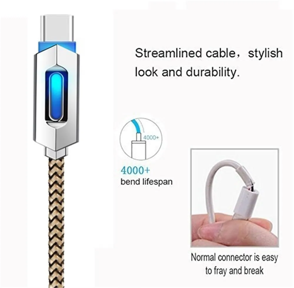 Светодиодный кабель usb type-C для быстрой зарядки для Xiaomi mi 9T Red mi samsung S9 S10 huawei usb ЗУ для мобильного телефона type-C шнур для передачи данных