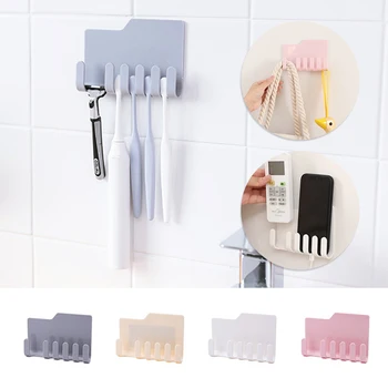 

1PC Multifunctional Adhesive Razor Holder Toothbrushes Shelf Wall Mounted Rack Hooks Hanger For Shower Kitchen Home