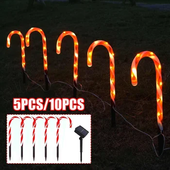 

Christmas Candy Lights LED Solar Ground Stake Lamps Christmas Candy Cane Pathway Lights Garden Lawn Lamp Outdoor Garden Decor