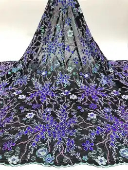 

2020Latest High-End Embroidery Velvet With Sequince Fabric High Quality Nigerian Classic Lace For Christmas Party Dress NN968-5