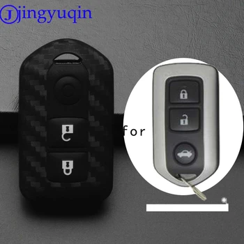 

jingyuqin 3B Remote Car Key Case Carbon Fiber Patten Silicone ForToyota Highlander Camry
