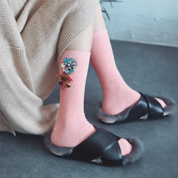 

2 Pairs Fringe socks Bright Diamond Tassel Socks FemaleNet Red Ins Fashion Personality European Station Brand Pile Socks 2020