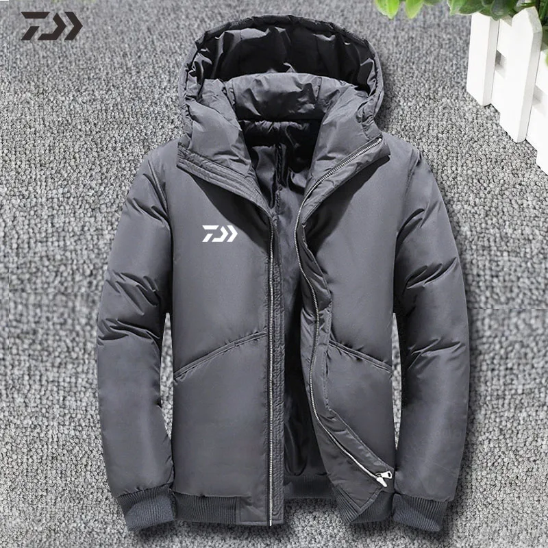 

Autumn Winter Daiwa Fishing Clothing Hooded Solid Thermal Windproof Fishing Jacket Men's Winter Jacket Outdoor Hiking Clothing