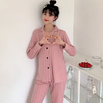 

WAVMIT 2020 Spring Style Women Cotton Pajamas Set New Sleepwear Princess Home Wear Set Length Women Two Piece Girl Pyjamas Set