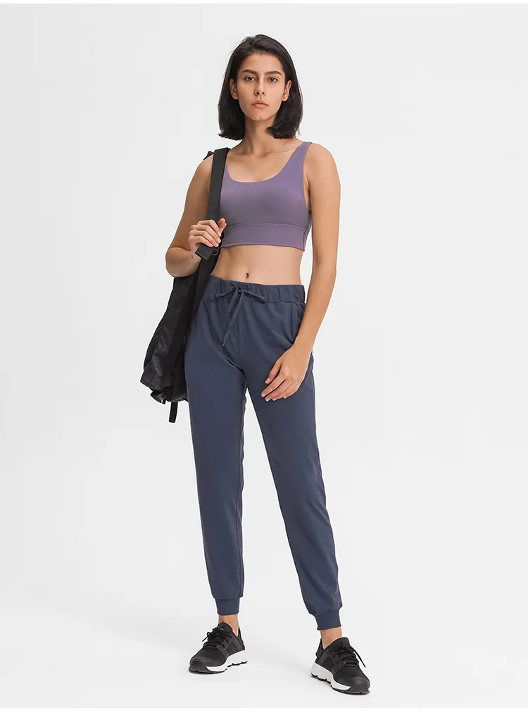 Women's Naked Feel Waist Drawstring Leisure Sport Joggers with Pocket