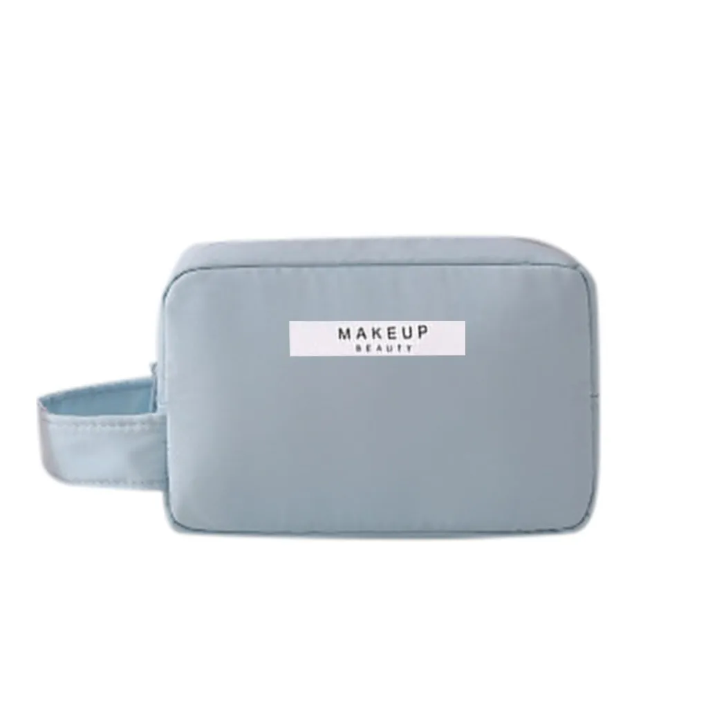 Женская однотонная косметичка, квадратная сумка для хранения туалетных принадлежностей, портативная дорожная деловая сумка для хранения, сумка-Органайзер для макияжа - Цвет: Blue M