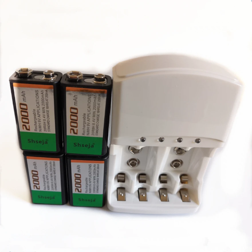 4 шт SHSEJA большой емкости 2000mAh 9V ni-mh аккумуляторная батарея + интеллектуальное