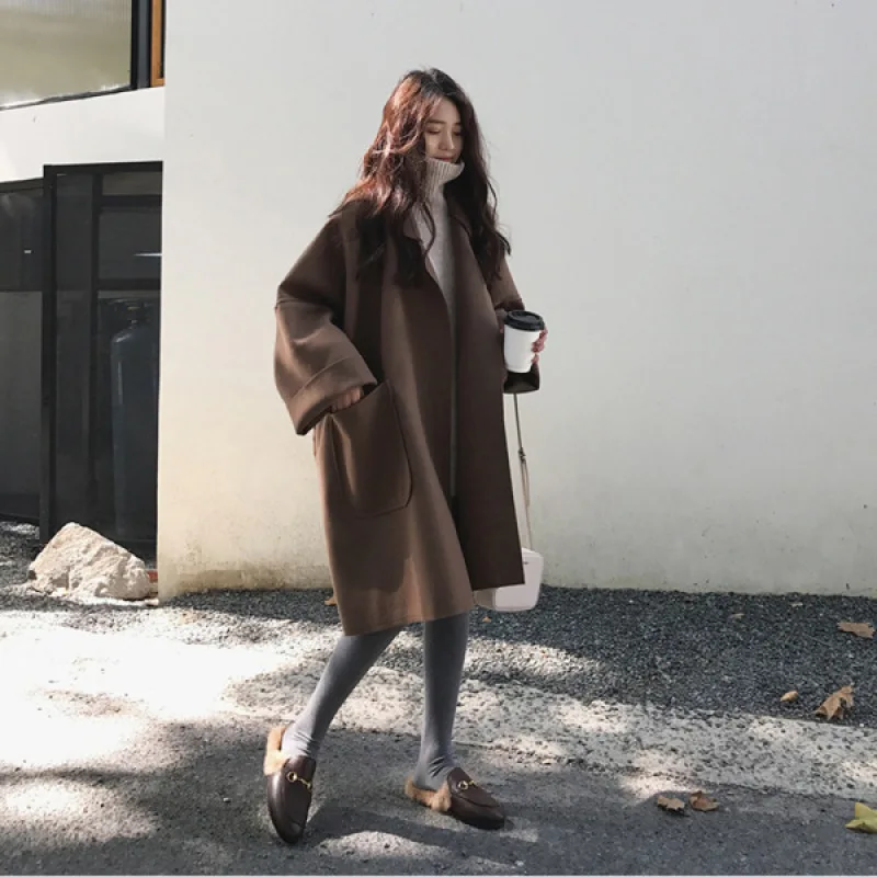 

Women's Woolen Coat Autumn New Loose Long Outwear Overcoat