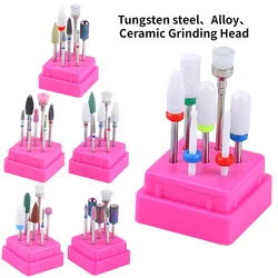 Tête de polissage de couleur céramique en alliage d'acier de tungstène/tête de meulage de beauté des ongles/outils de manucure ensemble de 7 pièces 