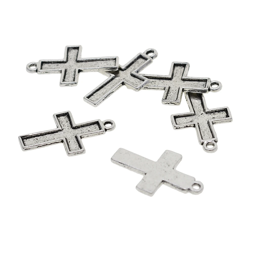 50Pcs 30x19mm Tibetan silver color Pendant Setting Cabochon Cameo Base Tray Bezel Blanks Fit Cross Cabochons Jewelry Making Charms