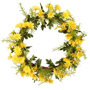 

Artificial Daisy Flower Wreath Home Door Garland for Wedding Party Hanging Pendant Decoration