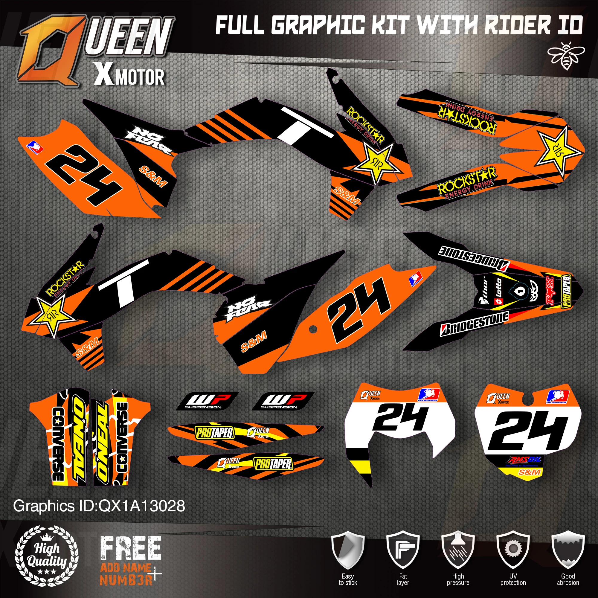 QUEEN X MOTOR Custom Team Graphics наклейки 3 м набор наклеек для KTM 2013 2014 2015 SX SXF 2016 EXC XC W F