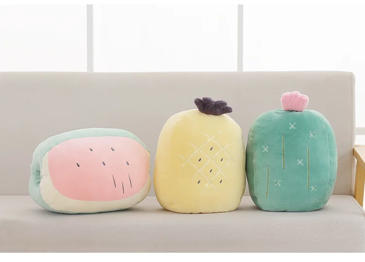 Plush Throw Pillows Hand Warmers with Hole Cartoon Stuffed Fruit Shape Buttocks Cushions Kids Toys Gifts Pillows