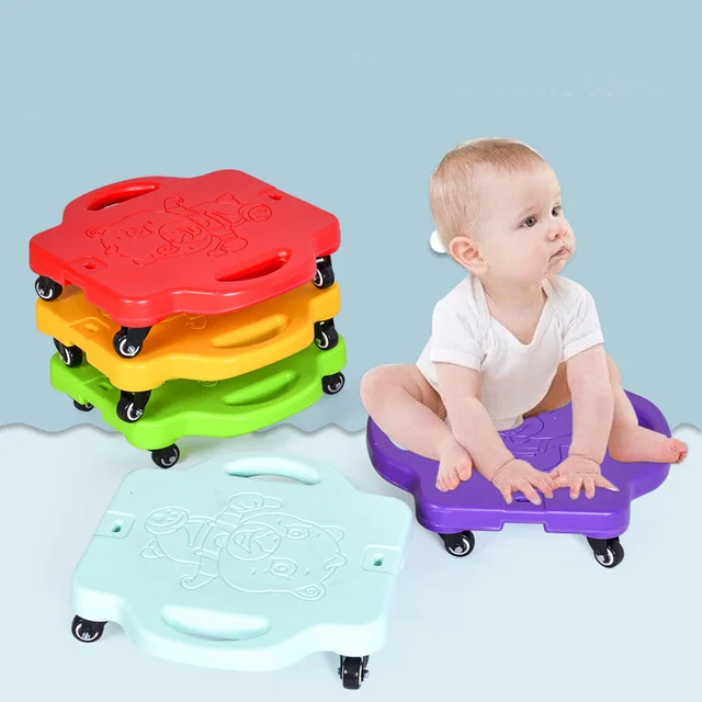 US $23.64 Children Scooter Board Handled Scooter Seat With Swivel Casters Plastic Scooter Board Kids Safety O