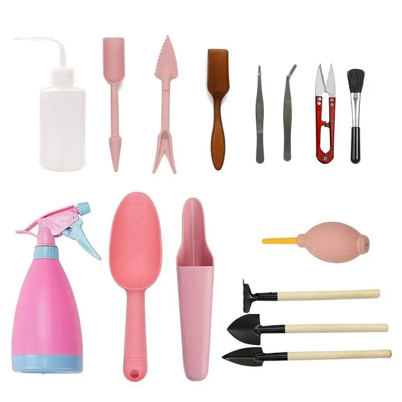 

15 Pcs Mini Garden Tools Set Succulent Transplanting Miniature Fairy Garden Planting Gardening Hand Tools Set for Indoor Miniatu