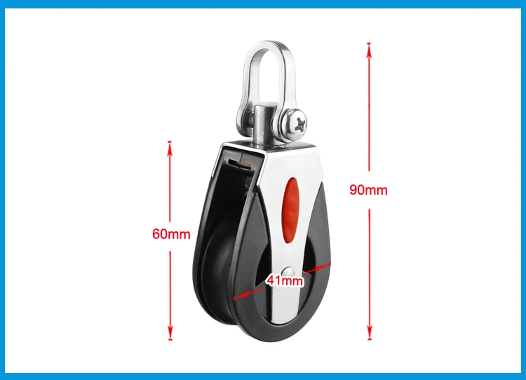 2PCS 1500Lbs Load Sheave Block Universal Head Single Pulley Swivel Sailboat Plain Bearing Block Rope Runner Boat Accessories