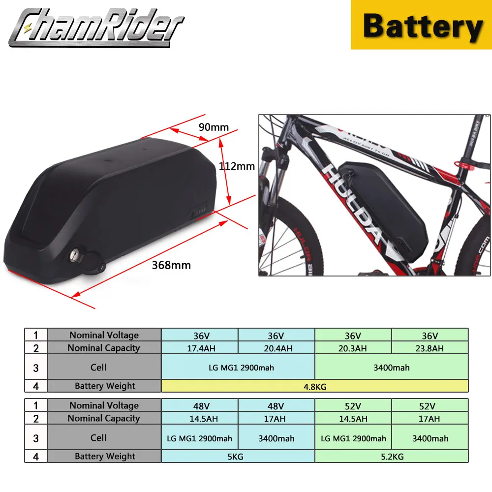 Chamrider Электрический велосипед Ebike комплект 250W 350W 36V 48V 52V 17AH Полли Батарея MXUS LCD3 дисплей Julet водонепроницаемый разъем