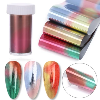 

1 Box 4*100cm Transfer Foil Nail Art Blooming Series Mirror Effect Bright Nail Art Stickers DIY Nail Art Decoration