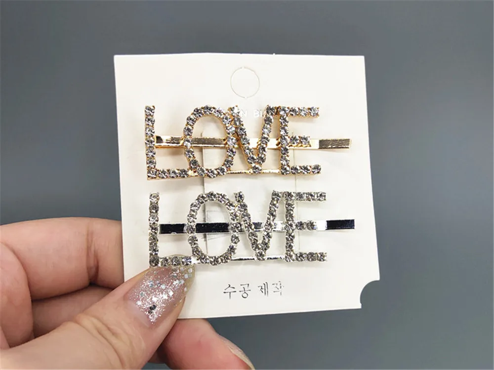 2PCS Shining SWEET LOVE SEXY Letter Hairpins Diamond Barrette Hair Clips For Girls Styling Tool Hairgrip Women Hair Accessories (21)