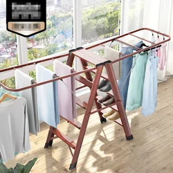 Support à vêtements en alliage d'aluminium, échelle à chevrons à double usage, épaissie, édredon, séchage pliable domestique multifonctionnel 