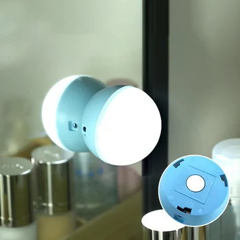 

New Magnetic USB Charging Touch Remote Control Pink/blue Round Makeup Light With Suction Cup Dimmable Light