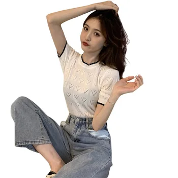 

JS1615J-2020 summer new Korean short bottoming shirt net red slim slimming solid color short-sleeved T-shirt female