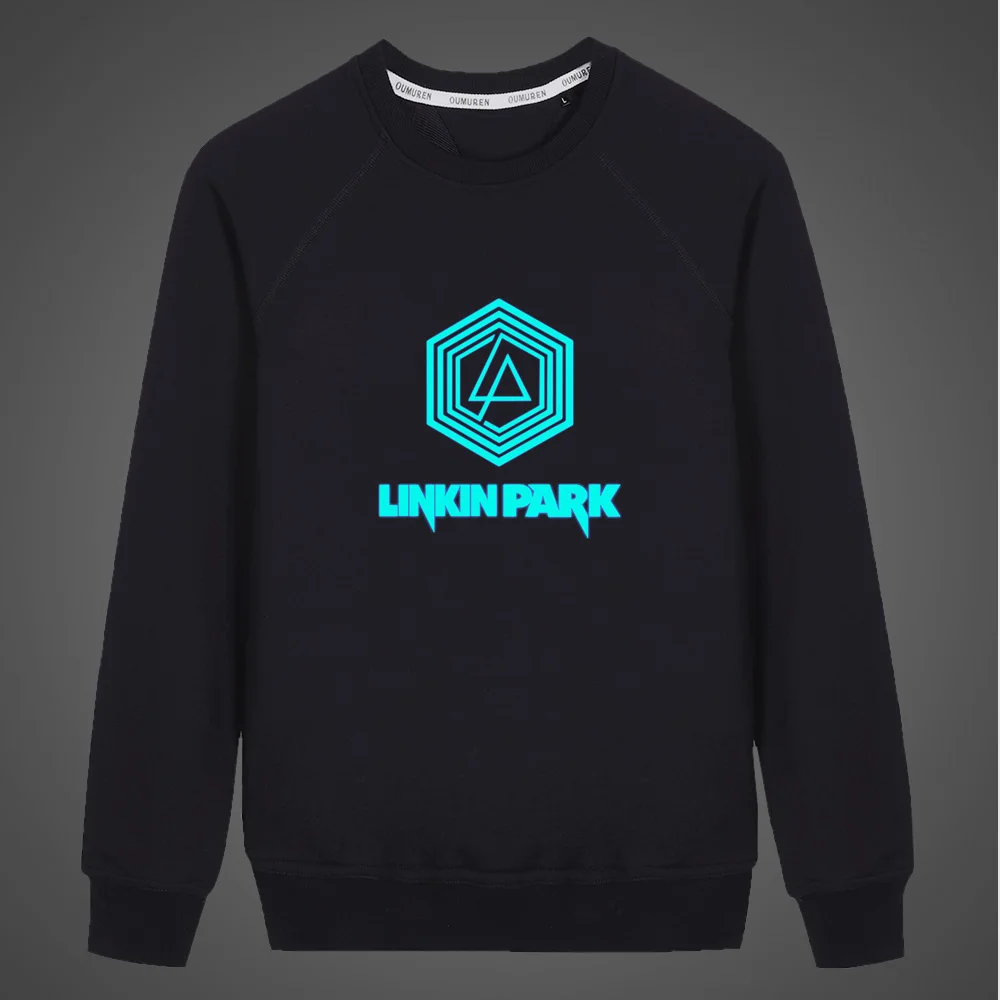 Флуоресцентная светящаяся рок-группа Linkin Park, толстовка для мальчиков и девочек,, мужское осеннее пальто, унисекс, толстовка с капюшоном, Детская Повседневная Толстовка с круглым вырезом