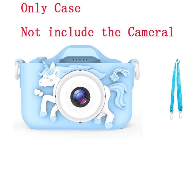 Children Kids Camera Educational Toys for Baby Gift Mini Digital Camera 1080P Projection Video Camera with 2 Inch Display Screen Blue Horse Case Only