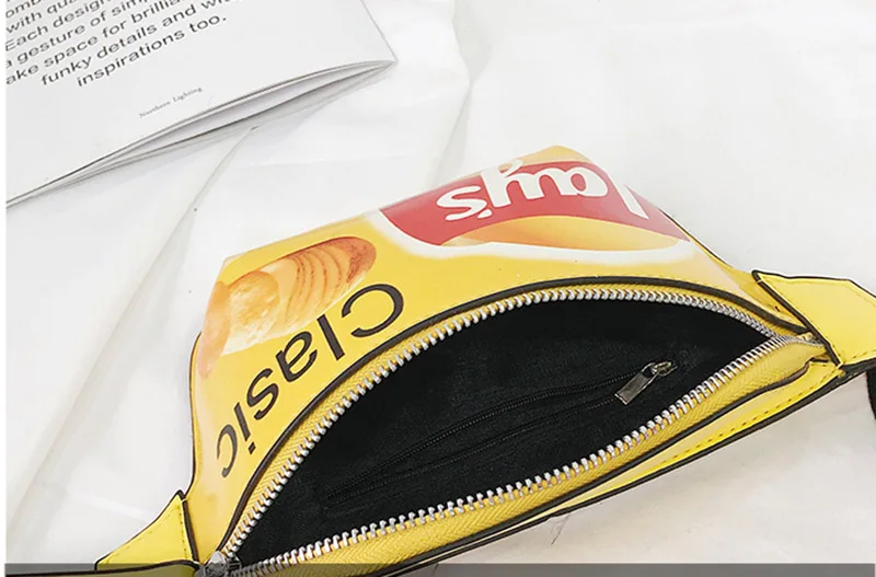 Модная мини-поясная сумка для женщин в стиле хип-хоп с картофельным чипом, поясная сумка, качественная искусственная кожа, нагрудные сумки с граффити, женская сумка формы «банан»