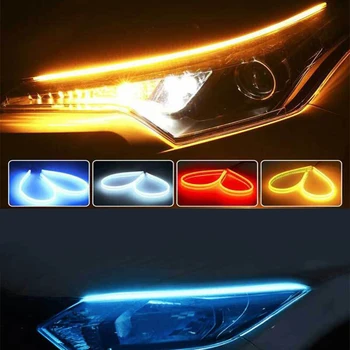 

2Pcs Ultrafine Cars DRL LED Daytime Running Lights White Turn Signal Yellow Guide Strip for Headlight Assembly Drop Shipping