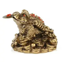  Luck Gift Feng Shui Small Three Legged Money for Frog Fortune Toad Chinese Coin Metal Craft Home Decor Bronze and Gold Color 