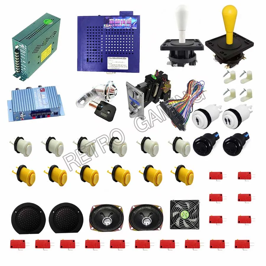 ELF 412 в 1 Jamma PCB 2 игрока DIY Полный комплект с мексиканским Happ джойстик для коктейля аркадная машина Монета операторская игра Cabniet - Цвет: White and yellow