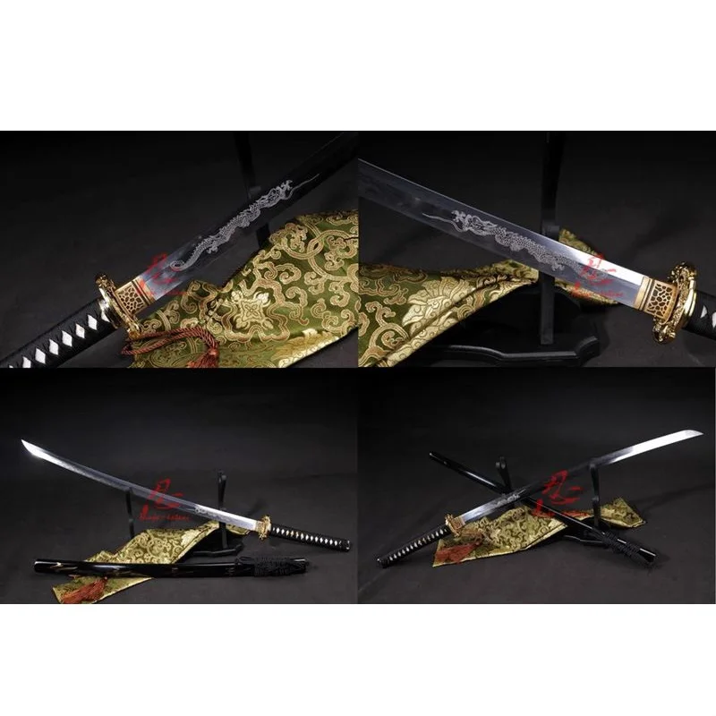 Закаленная глина battle ready полностью Выгравированная tang DRAGON blade JP katana swrod