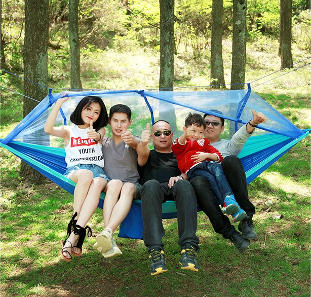 1/2 Person Camping Hammock with Mosquito Net Portable Hanging Bed Strength Parachute Fabric Sleep Swing for Garden ,Travel